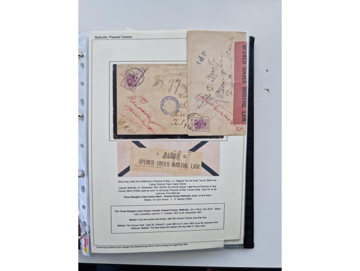 BRITISH CENSOR MARKS AND SEALS: extensive research collection with over 390 covers and cards, starting with a rare blue penci