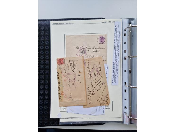 BRITISH CENSOR MARKS AND SEALS: extensive research collection with over 390 covers and cards, starting with a rare blue penci