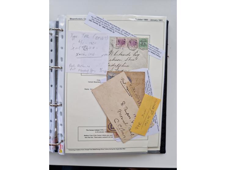 BRITISH CENSOR MARKS AND SEALS: extensive research collection with over 390 covers and cards, starting with a rare blue penci