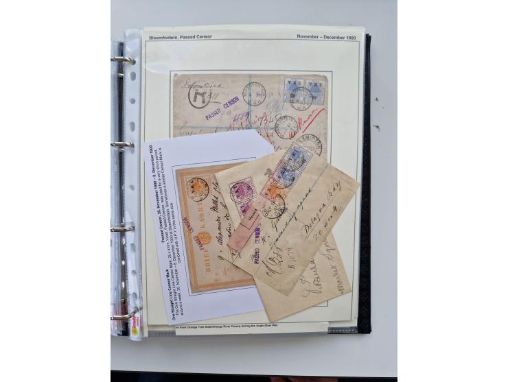 BRITISH CENSOR MARKS AND SEALS: extensive research collection with over 390 covers and cards, starting with a rare blue penci