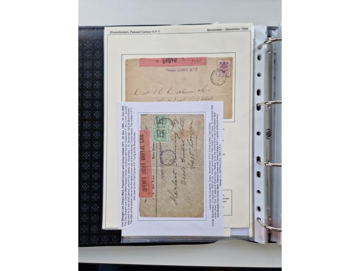BRITISH CENSOR MARKS AND SEALS: extensive research collection with over 390 covers and cards, starting with a rare blue penci