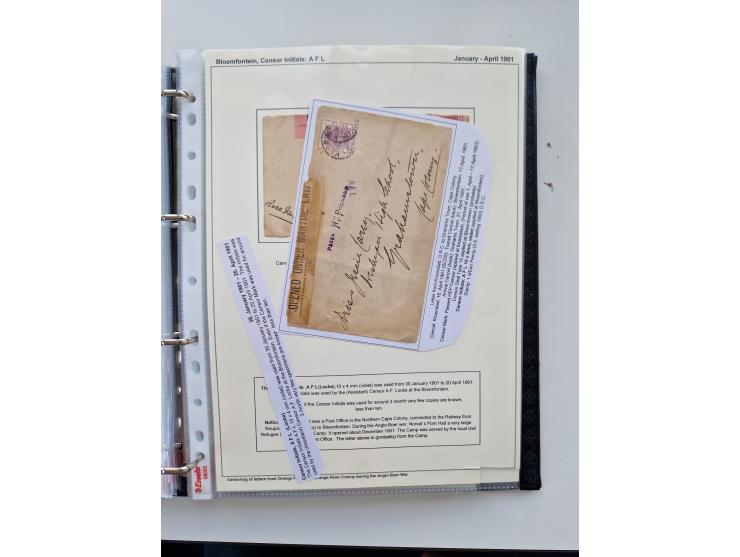 BRITISH CENSOR MARKS AND SEALS: extensive research collection with over 390 covers and cards, starting with a rare blue penci