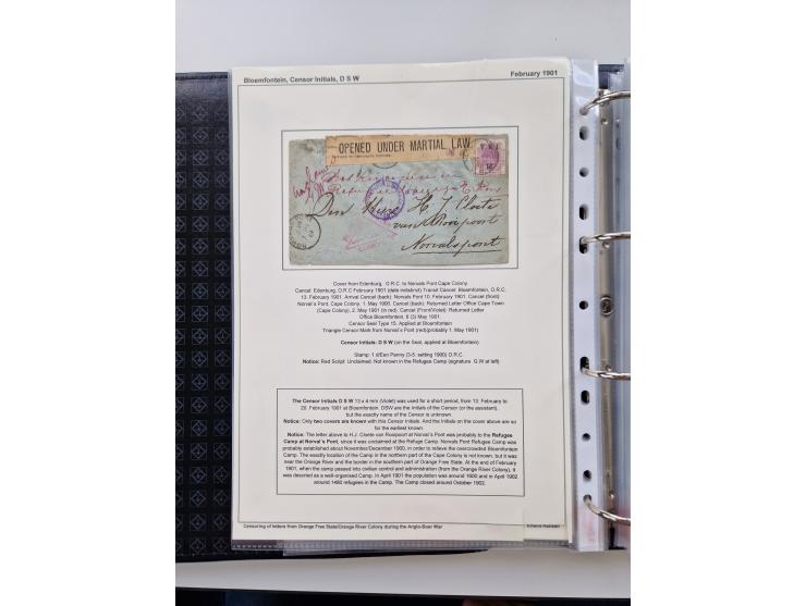 BRITISH CENSOR MARKS AND SEALS: extensive research collection with over 390 covers and cards, starting with a rare blue penci