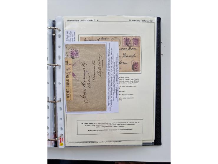 BRITISH CENSOR MARKS AND SEALS: extensive research collection with over 390 covers and cards, starting with a rare blue penci