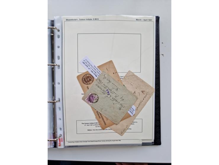 BRITISH CENSOR MARKS AND SEALS: extensive research collection with over 390 covers and cards, starting with a rare blue penci