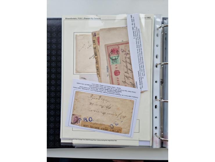 BRITISH CENSOR MARKS AND SEALS: extensive research collection with over 390 covers and cards, starting with a rare blue penci