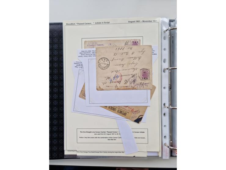 BRITISH CENSOR MARKS AND SEALS: extensive research collection with over 390 covers and cards, starting with a rare blue penci