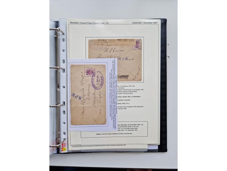 BRITISH CENSOR MARKS AND SEALS: extensive research collection with over 390 covers and cards, starting with a rare blue penci