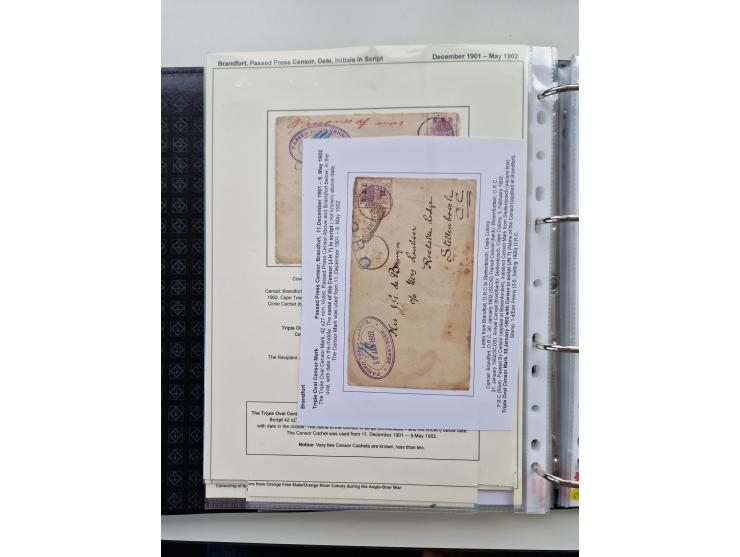 BRITISH CENSOR MARKS AND SEALS: extensive research collection with over 390 covers and cards, starting with a rare blue penci