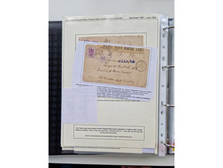 BRITISH CENSOR MARKS AND SEALS: extensive research collection with over 390 covers and cards, starting with a rare blue penci