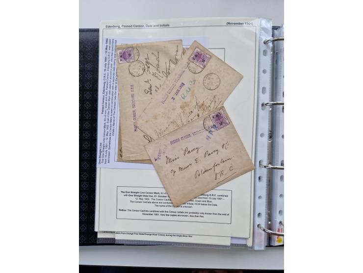 BRITISH CENSOR MARKS AND SEALS: extensive research collection with over 390 covers and cards, starting with a rare blue penci