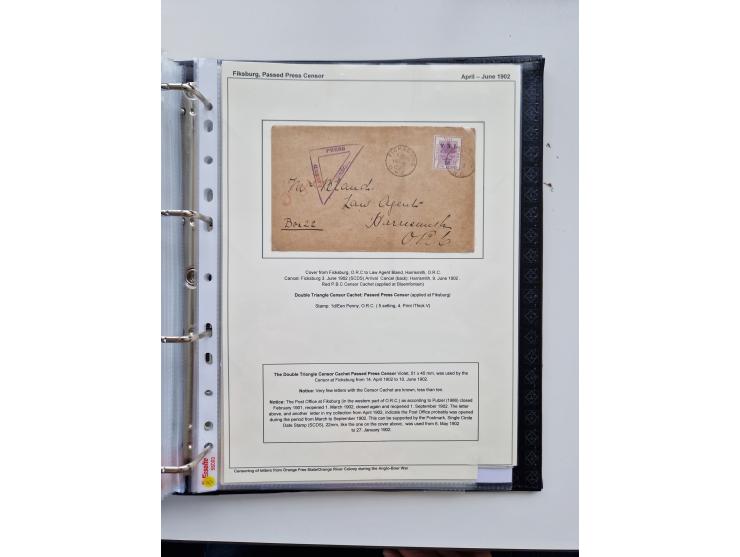 BRITISH CENSOR MARKS AND SEALS: extensive research collection with over 390 covers and cards, starting with a rare blue penci