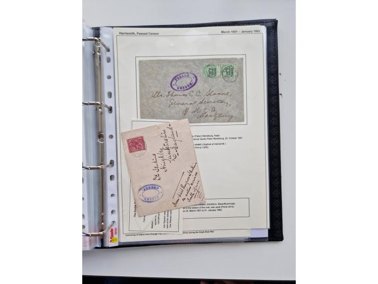 BRITISH CENSOR MARKS AND SEALS: extensive research collection with over 390 covers and cards, starting with a rare blue penci