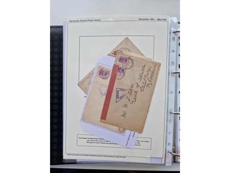 BRITISH CENSOR MARKS AND SEALS: extensive research collection with over 390 covers and cards, starting with a rare blue penci