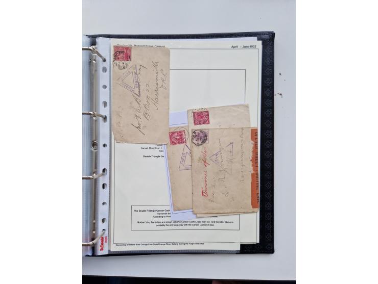 BRITISH CENSOR MARKS AND SEALS: extensive research collection with over 390 covers and cards, starting with a rare blue penci