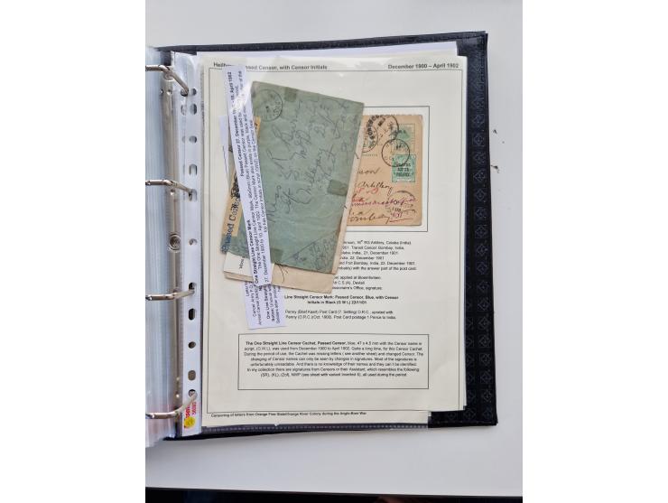 BRITISH CENSOR MARKS AND SEALS: extensive research collection with over 390 covers and cards, starting with a rare blue penci
