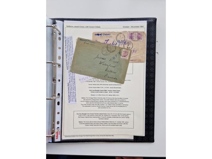 BRITISH CENSOR MARKS AND SEALS: extensive research collection with over 390 covers and cards, starting with a rare blue penci