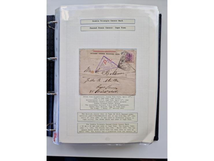 BRITISH CENSOR MARKS AND SEALS: extensive research collection with over 390 covers and cards, starting with a rare blue penci