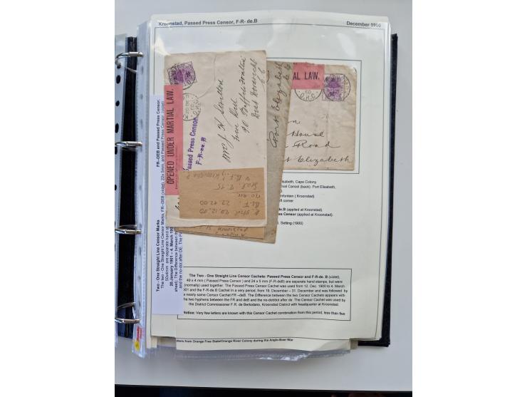 BRITISH CENSOR MARKS AND SEALS: extensive research collection with over 390 covers and cards, starting with a rare blue penci