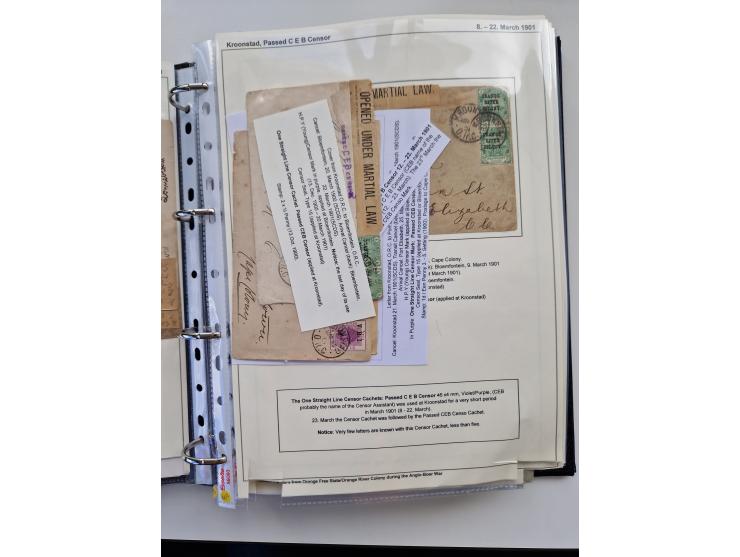 BRITISH CENSOR MARKS AND SEALS: extensive research collection with over 390 covers and cards, starting with a rare blue penci