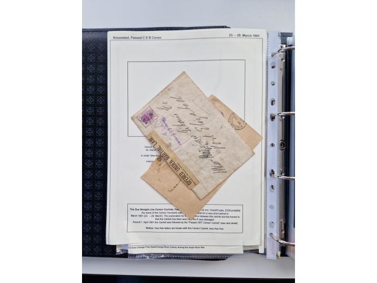 BRITISH CENSOR MARKS AND SEALS: extensive research collection with over 390 covers and cards, starting with a rare blue penci