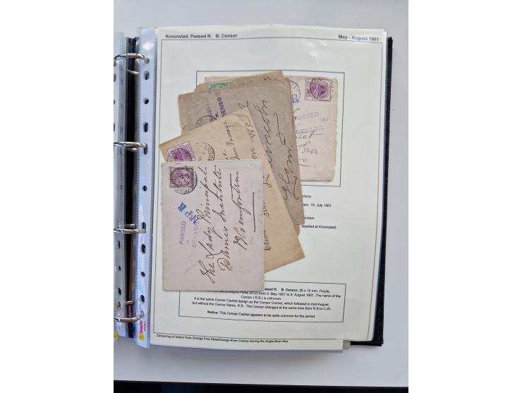 BRITISH CENSOR MARKS AND SEALS: extensive research collection with over 390 covers and cards, starting with a rare blue penci