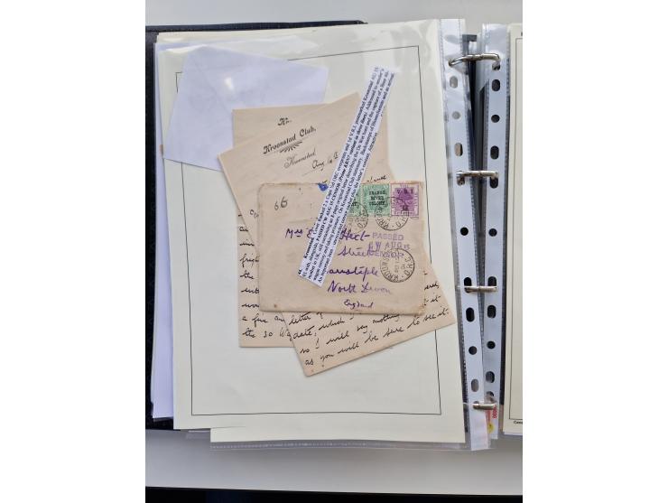 BRITISH CENSOR MARKS AND SEALS: extensive research collection with over 390 covers and cards, starting with a rare blue penci