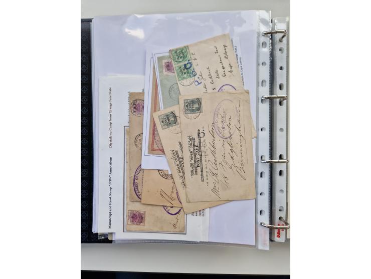 BRITISH CENSOR MARKS AND SEALS: extensive research collection with over 390 covers and cards, starting with a rare blue penci