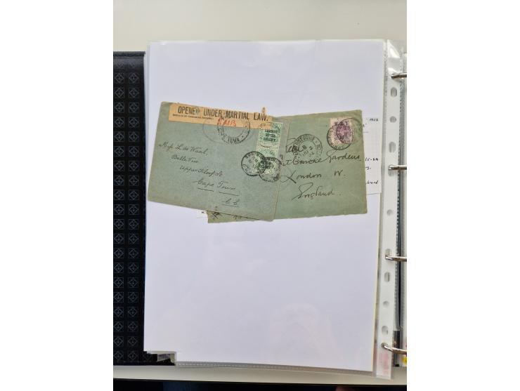 BRITISH CENSOR MARKS AND SEALS: extensive research collection with over 390 covers and cards, starting with a rare blue penci