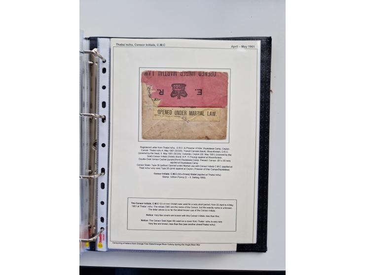 BRITISH CENSOR MARKS AND SEALS: extensive research collection with over 390 covers and cards, starting with a rare blue penci