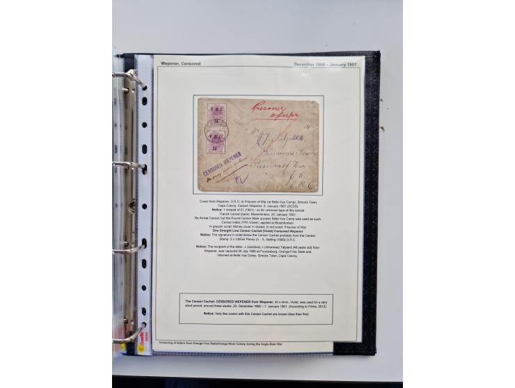 BRITISH CENSOR MARKS AND SEALS: extensive research collection with over 390 covers and cards, starting with a rare blue penci