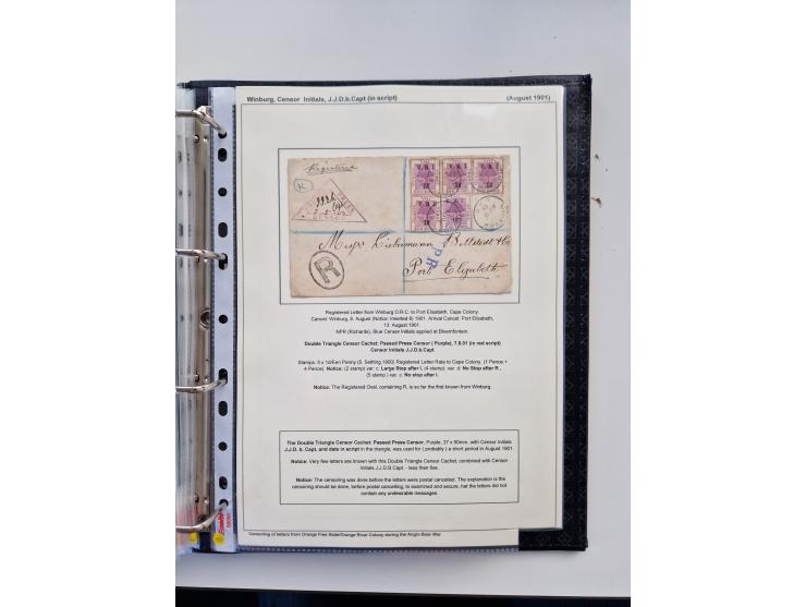 BRITISH CENSOR MARKS AND SEALS: extensive research collection with over 390 covers and cards, starting with a rare blue penci