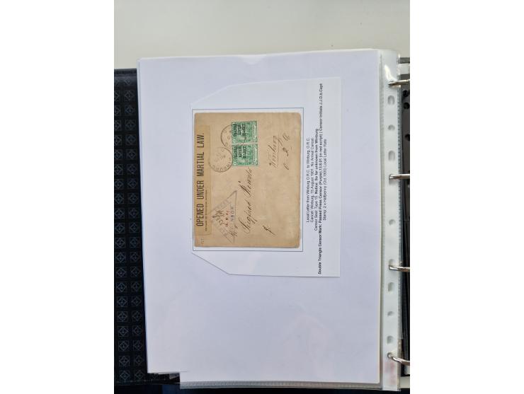 BRITISH CENSOR MARKS AND SEALS: extensive research collection with over 390 covers and cards, starting with a rare blue penci