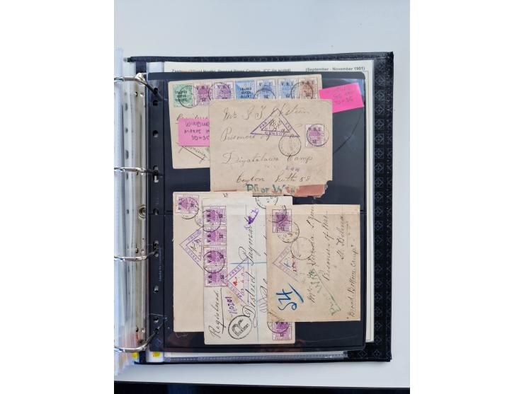 BRITISH CENSOR MARKS AND SEALS: extensive research collection with over 390 covers and cards, starting with a rare blue penci