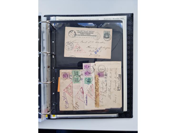 BRITISH CENSOR MARKS AND SEALS: extensive research collection with over 390 covers and cards, starting with a rare blue penci