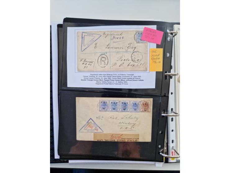 BRITISH CENSOR MARKS AND SEALS: extensive research collection with over 390 covers and cards, starting with a rare blue penci