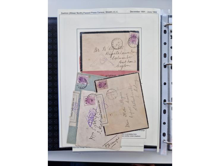 BRITISH CENSOR MARKS AND SEALS: extensive research collection with over 390 covers and cards, starting with a rare blue penci