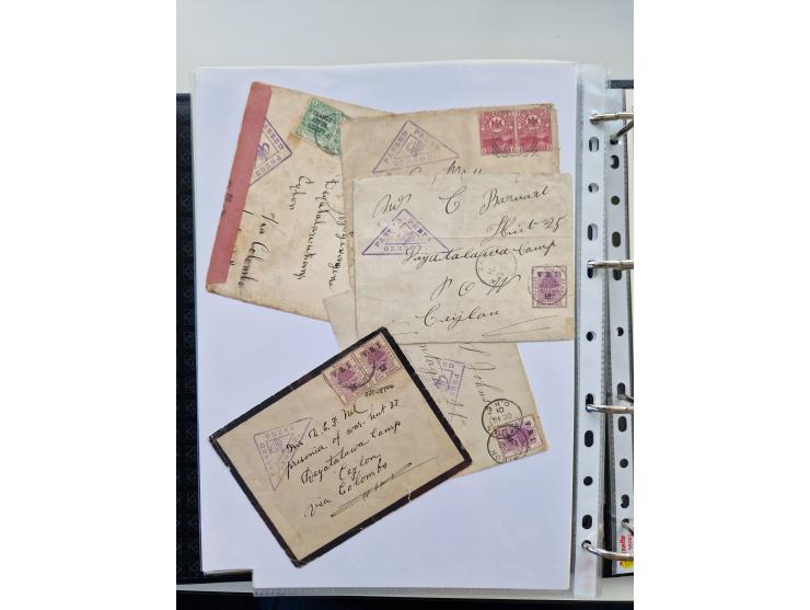 BRITISH CENSOR MARKS AND SEALS: extensive research collection with over 390 covers and cards, starting with a rare blue penci