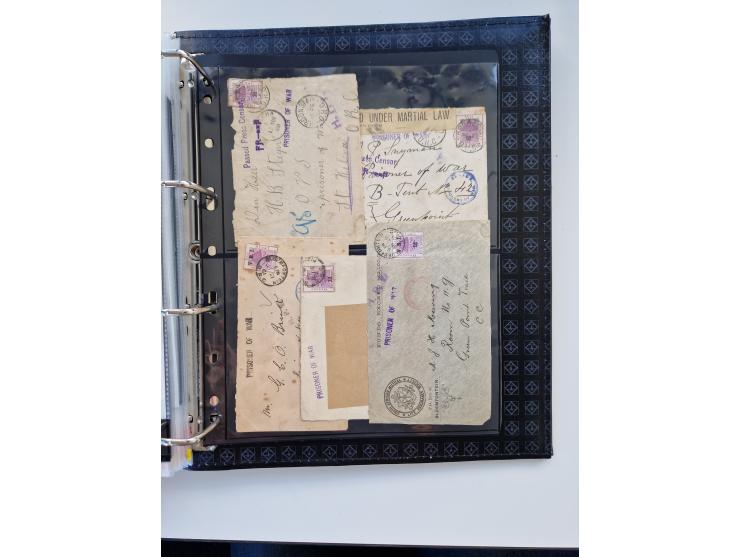 BRITISH CENSOR MARKS AND SEALS: extensive research collection with over 390 covers and cards, starting with a rare blue penci