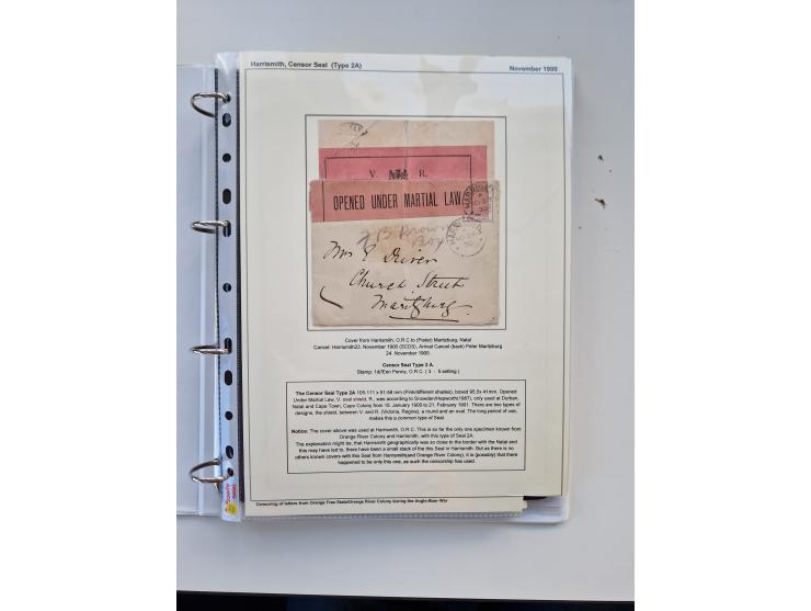 BRITISH CENSOR MARKS AND SEALS: extensive research collection with over 390 covers and cards, starting with a rare blue penci