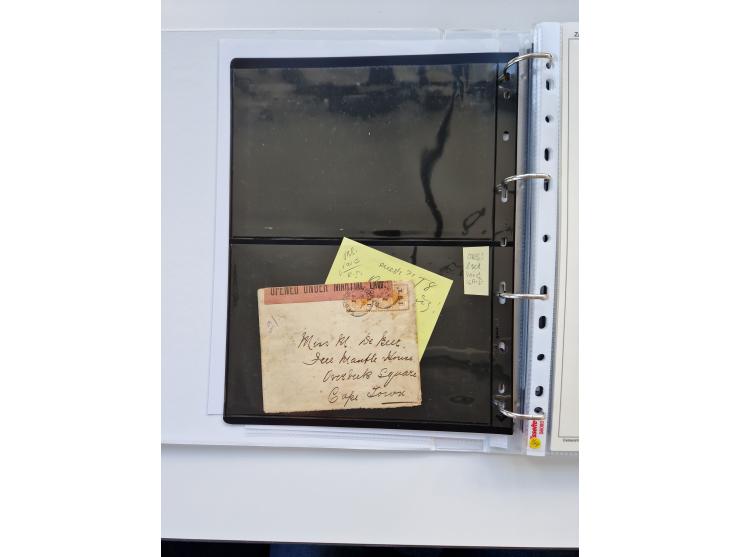 BRITISH CENSOR MARKS AND SEALS: extensive research collection with over 390 covers and cards, starting with a rare blue penci