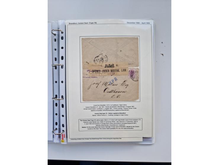 BRITISH CENSOR MARKS AND SEALS: extensive research collection with over 390 covers and cards, starting with a rare blue penci