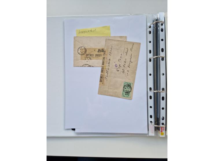 BRITISH CENSOR MARKS AND SEALS: extensive research collection with over 390 covers and cards, starting with a rare blue penci