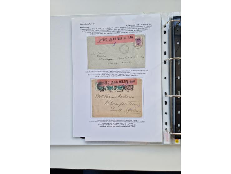 BRITISH CENSOR MARKS AND SEALS: extensive research collection with over 390 covers and cards, starting with a rare blue penci