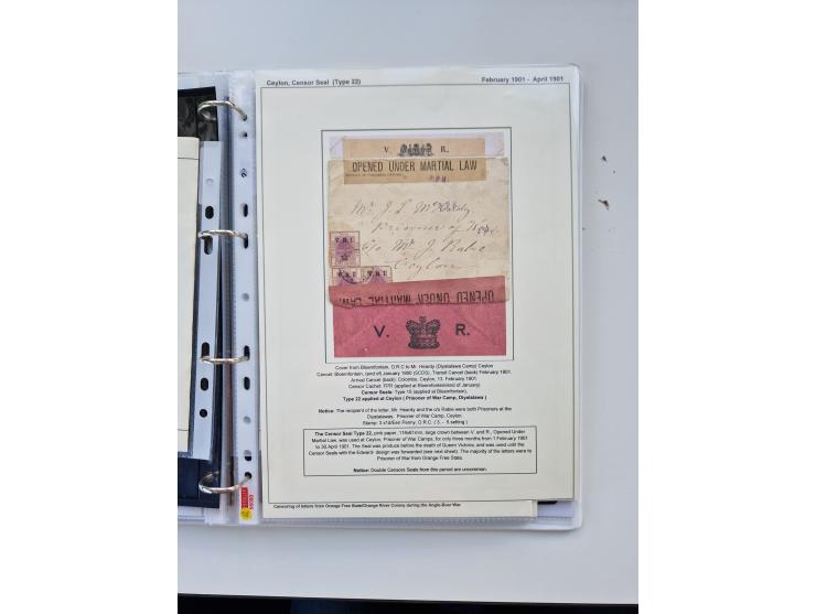 BRITISH CENSOR MARKS AND SEALS: extensive research collection with over 390 covers and cards, starting with a rare blue penci