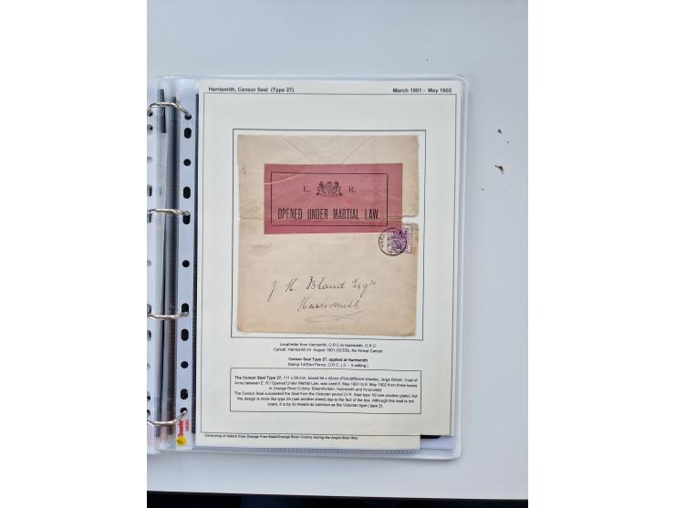 BRITISH CENSOR MARKS AND SEALS: extensive research collection with over 390 covers and cards, starting with a rare blue penci