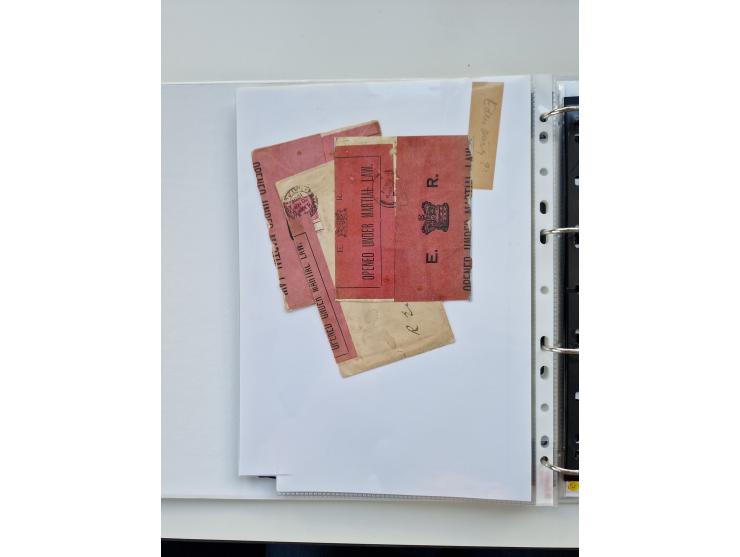 BRITISH CENSOR MARKS AND SEALS: extensive research collection with over 390 covers and cards, starting with a rare blue penci