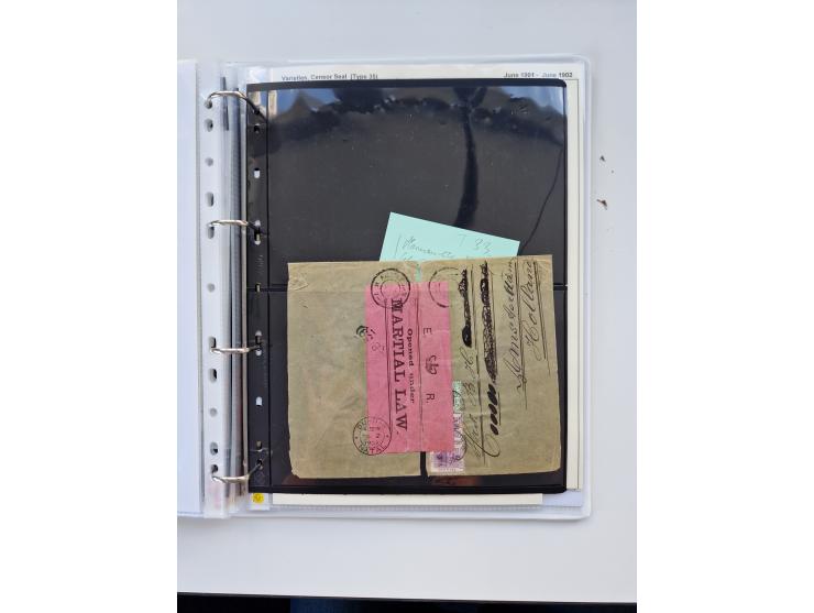 BRITISH CENSOR MARKS AND SEALS: extensive research collection with over 390 covers and cards, starting with a rare blue penci