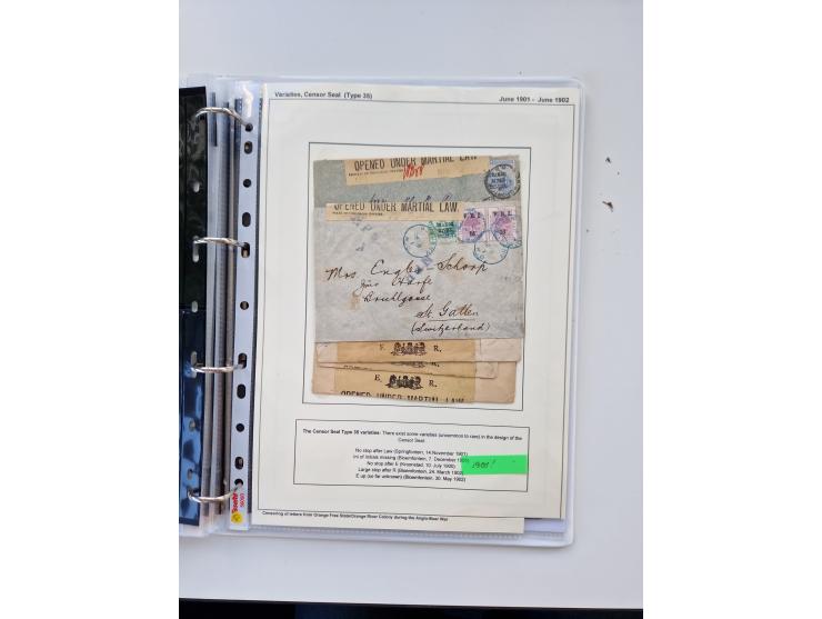 BRITISH CENSOR MARKS AND SEALS: extensive research collection with over 390 covers and cards, starting with a rare blue penci