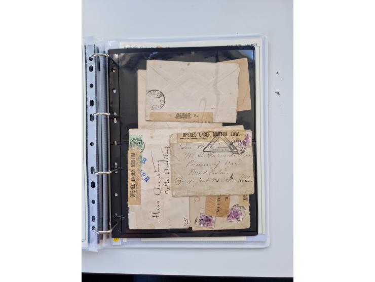 BRITISH CENSOR MARKS AND SEALS: extensive research collection with over 390 covers and cards, starting with a rare blue penci